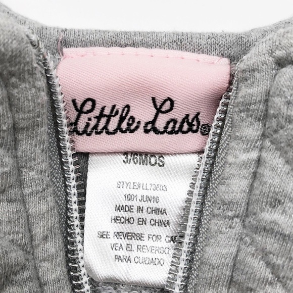 Little Lass gray LOVE quilted zip up jacket - Picture 4 of 5